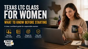 Texas LTC for women online study setup.