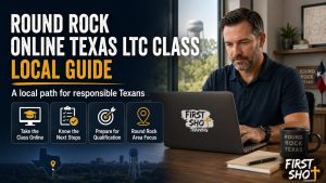 Round Rock online Texas LTC student studying from home.