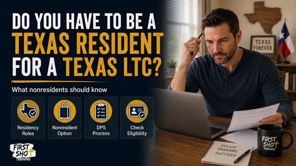 do you have to be a Texas resident to get a Texas LTC guide from First Shot Training