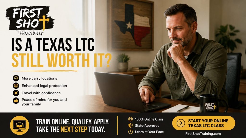 Responsible adult reviewing Texas LTC travel planning materials.