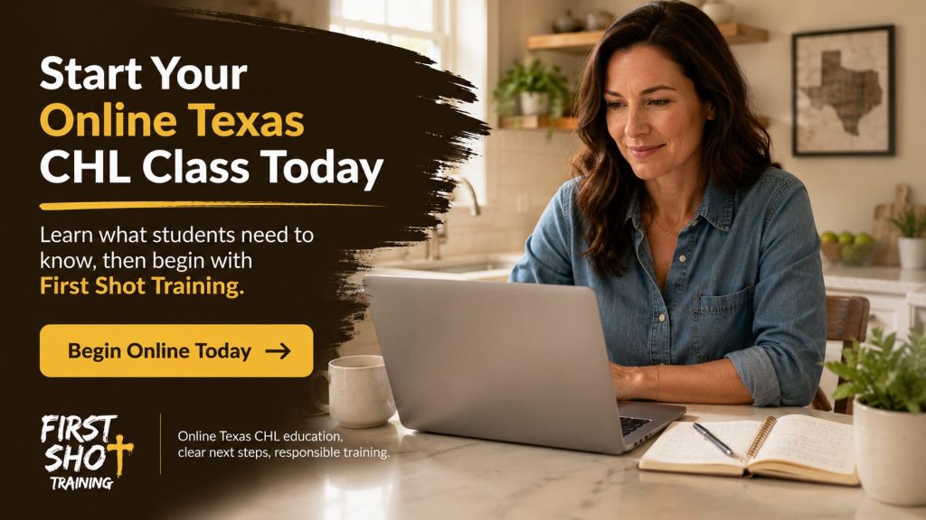Adult starting an Online Texas LTC Class after researching Texas CHL.