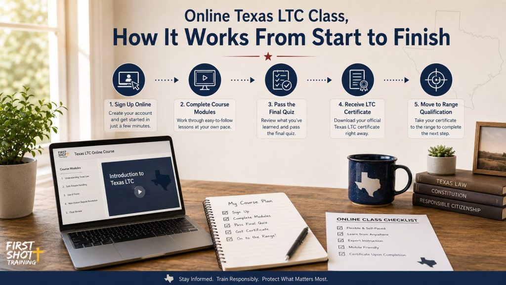 Educational board showing Texas LTC topic areas.