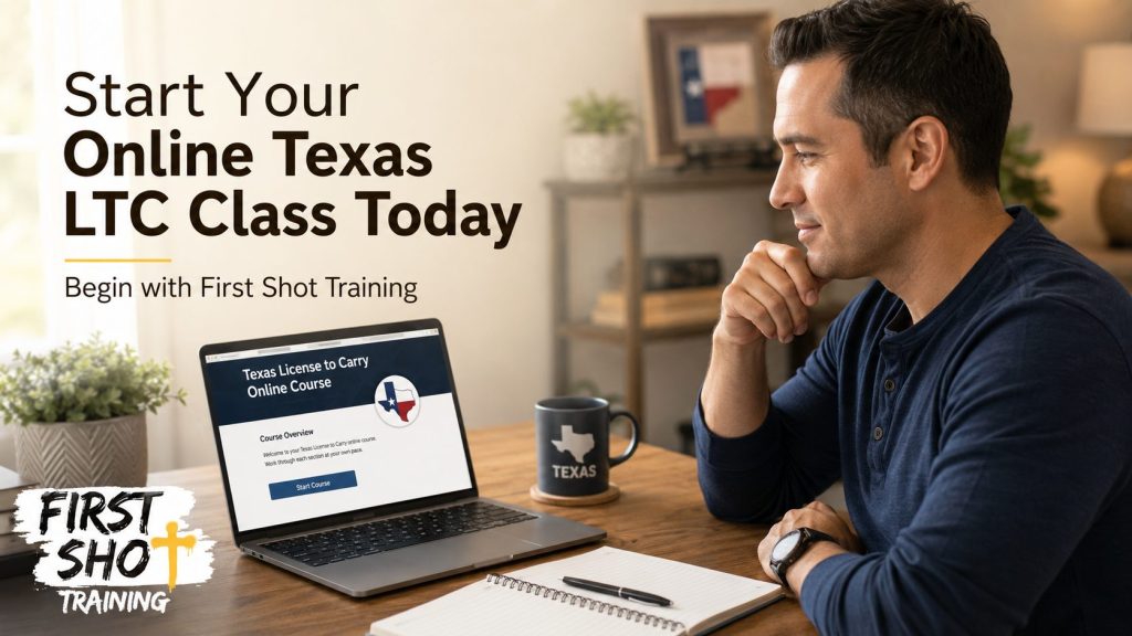 Responsible student organizing Texas LTC documents at home.